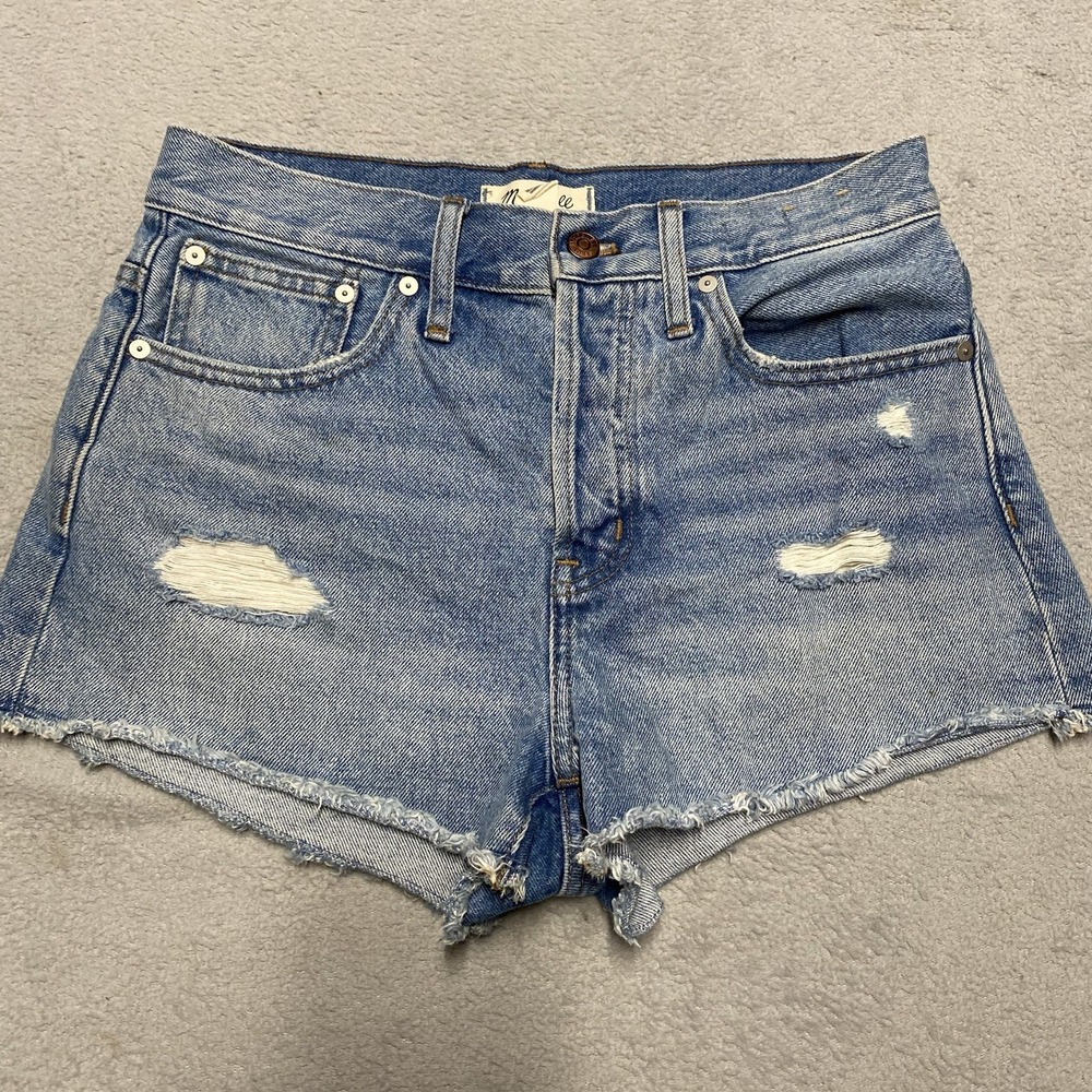 Madewell Relaxed Denim‎ Shorts Womens 26 Button Fly Cut Off Distressed